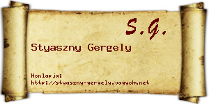 Styaszny Gergely névjegykártya